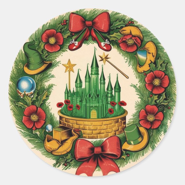 Sticker Rond Vintage Holiday Emerald City (Devant)
