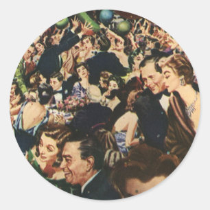 Sticker Rond Vintage Hollywood thème Fancy Party avec ballons