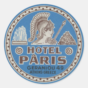 Sticker Rond Vintage Hotel Paris Travel Art