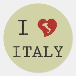 Sticker Rond Vintage I Love Italie