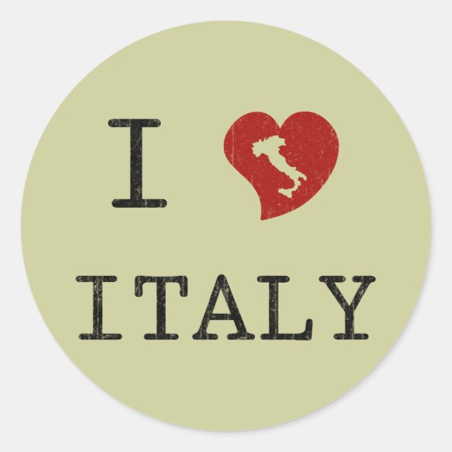 Sticker Rond Vintage I Love Italie (Devant)