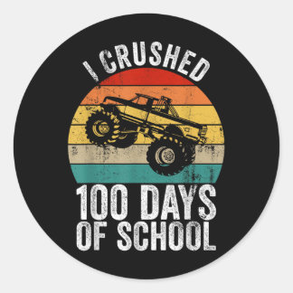 Sticker Rond Vintage J'Ai Écrasé 100 Jours De Camion Monster De