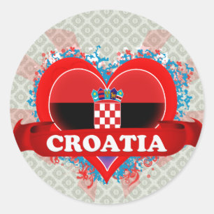 Sticker Rond Vintage J'aime Croatie