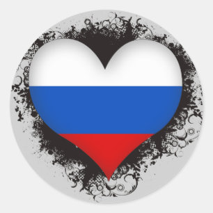 Sticker Rond Vintage J'aime la Russie