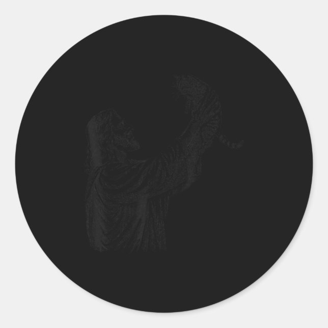 Sticker Rond Vintage Jesus Holding Cat Christian  (Devant)