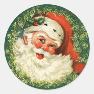 Sticker Rond Vintage Jolly Père Noël