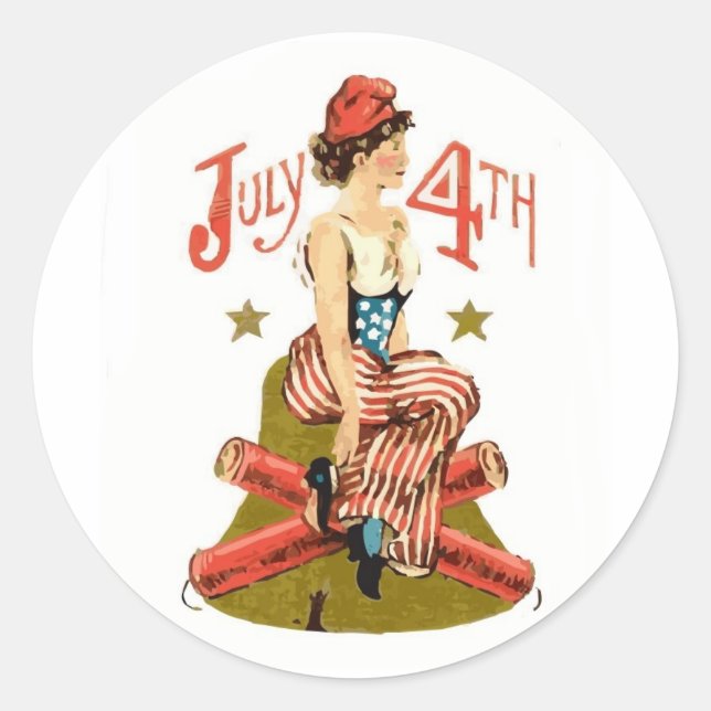 Sticker Rond Vintage juillet 4th Vector (Devant)