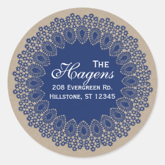 Sticker Rond Vintage Lace Doily Retourner Adresse Ronde Étiquet