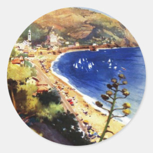 Sticker Rond Vintage Levanto Genova Italie Tourisme