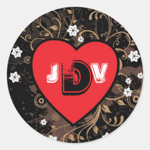 Sticker Rond Vintage Look Rock & Roll Music Mariage à thème