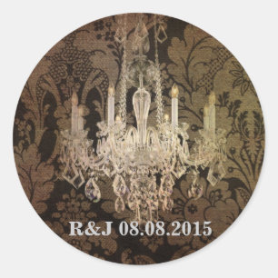 Sticker Rond vintage lustre damassé mariage