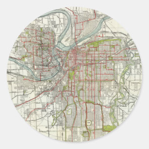 Sticker Rond Vintage Map of Kansas