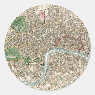 Sticker Rond Vintage Map of London England (1853)
