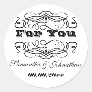 Sticker Rond Vintage mariage faveur "Pour vous"