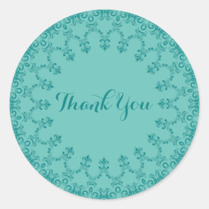 Sticker Rond Vintage Merci turquoise