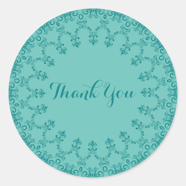 Sticker Rond Vintage Merci turquoise (Devant)