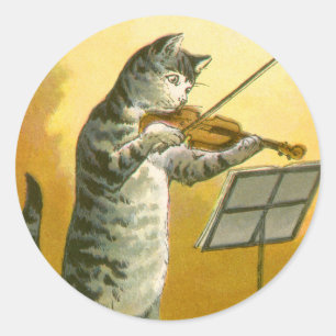 Sticker Rond Vintage Mère Goose Nursery Rhyme Hey Diddle