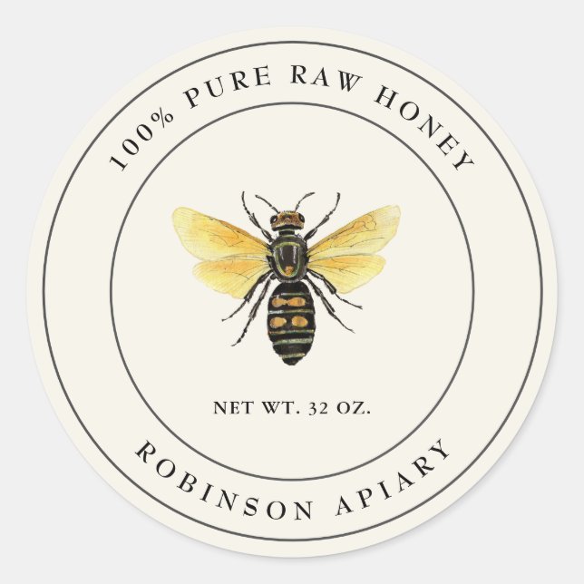 Sticker Rond Vintage Miel (Devant)