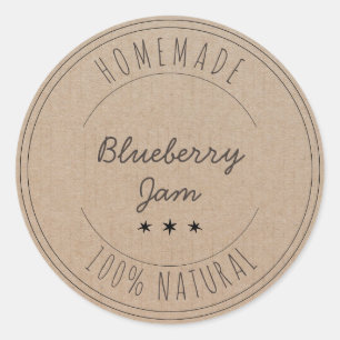 Sticker Rond Vintage moderne Blueberry Jam Kraft Paper Simple