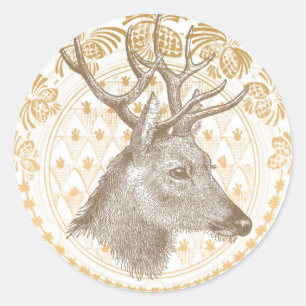 Sticker Rond Vintage moderne Elegant Gold Noël