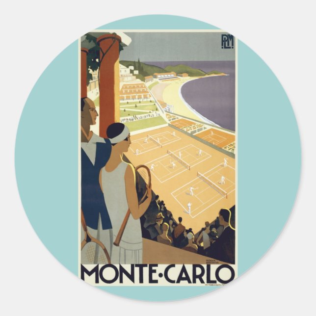 Sticker Rond Vintage Monte-Carlo Monaco (Devant)