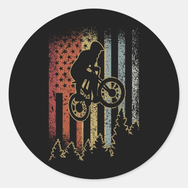 Sticker Rond Vintage Mountain Bike Retro Biking  (Devant)