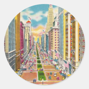 Sticker Rond Vintage New York City, USA -