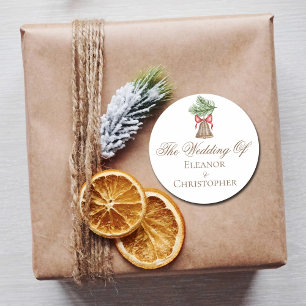 Sticker Rond Vintage Noël Bell Minimaliste Mariage de vacances