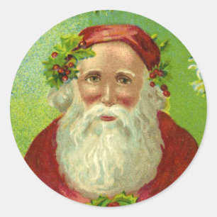 Sticker Rond Vintage Noël Père Noël