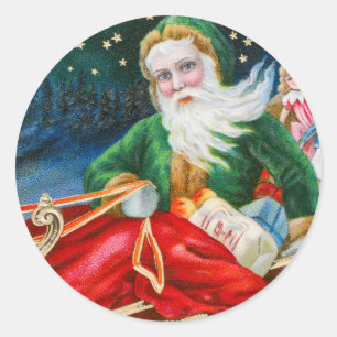 Sticker Rond Vintage noël santa claus carré