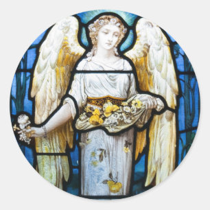 Sticker Rond Vintage Noël, William Morris "Peace Angel"