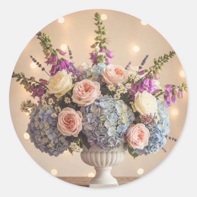 Sticker Rond Vintage Pastel Garden Bouquet (Devant)