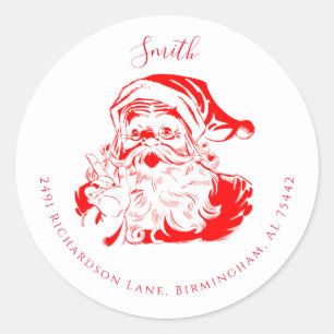 Sticker Rond Vintage Père Noël - Adresse de retour