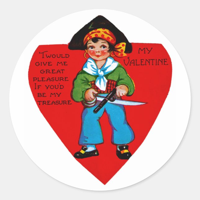 Sticker Rond Vintage Pirate Valentine (Devant)