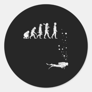 Sticker Rond Vintage Plongée Evolution Diver Diver Diver Diver