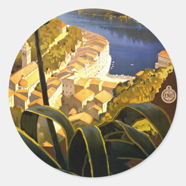 Sticker Rond Vintage Portofino Italie (Devant)