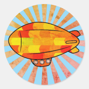 Sticker Rond Vintage Print Blimon Ballon Sunny Sky