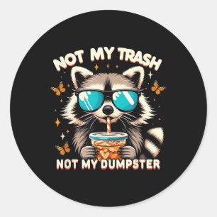Sticker Rond Vintage Raccoon Pas Ma Trac Pas Ma Dépouille Racco