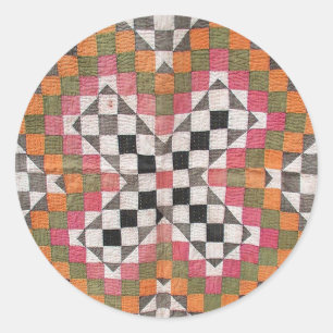 Sticker Rond Vintage Ralli Quilt Orange