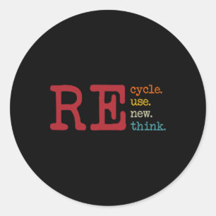 Sticker Rond Vintage Recycler Réutiliser Repenser Jour des terr