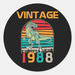Sticker Rond Vintage Retro 1988 Anniversaire