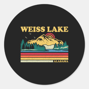 Sticker Rond Vintage Retro Famille Vacances Alabama Weiss Lake