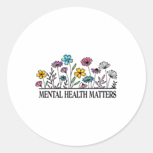 Sticker Rond Vintage Rétro Fleur sauvage Santé mentale S Sensib