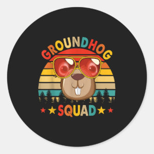 Sticker Rond Vintage Rétro Marmotte Drôle Équipe Marmotte Lunet