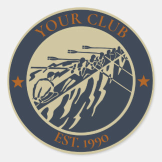 Sticker Rond Vintage Retro Rowing Club Logo to personalize