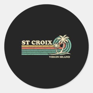 Sticker Rond Vintage Rétro Vacances d'été Virgin Island St. Cr