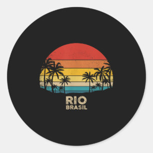Sticker Rond Vintage Rio De Janeiro - Brésil Beach Souvenir