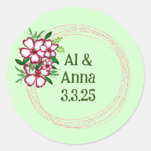 Sticker Rond Vintage Romance Corsure violette couronne florale