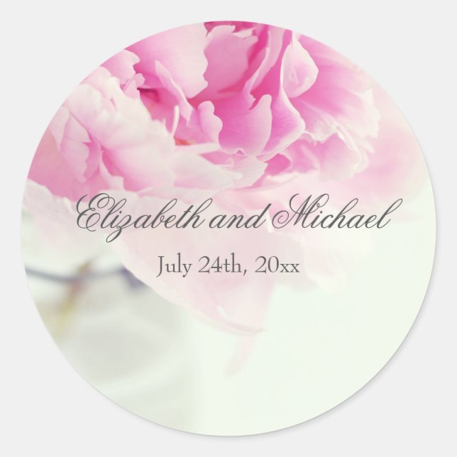 Sticker Rond Vintage rose Peony Mason Jar Mariage Faveur Étique (Devant)