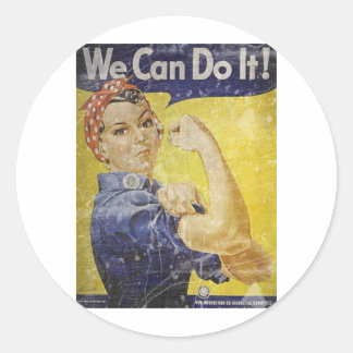 Sticker Rond Vintage Rosie Le Riveter